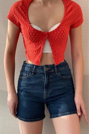 شلوارک و برمودا آبی زنانه فاق بلند Muscari - کد 864087074