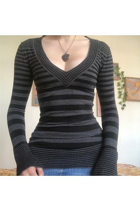 پلیور طوسی زنانه رگولار Butik101 - کد 864110025