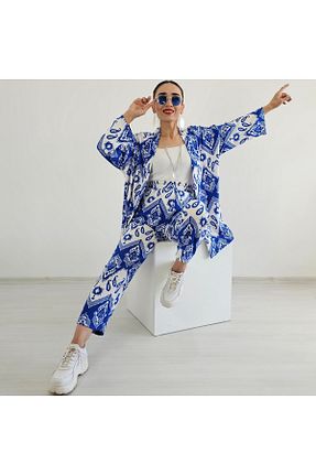 کیمونو و کافتان آبی زنانه لیکرا Altı Üstü Butik - کد 863628413