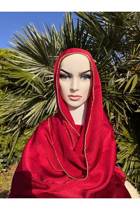 شال زرشکی زنانه پلی استر ahhu - کد 864135524