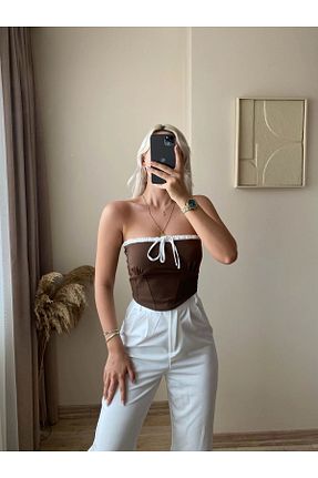 بلوز قهوه ای زنانه ساده Zora Butik - کد 849125485