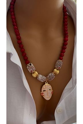گردنبند جواهر قرمز زنانه روکش طلا Nevaa Still - کد 864078763