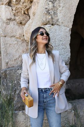 کت بلیزر طوسی زنانه بافتنی bytugcekaya - کد 864193264
