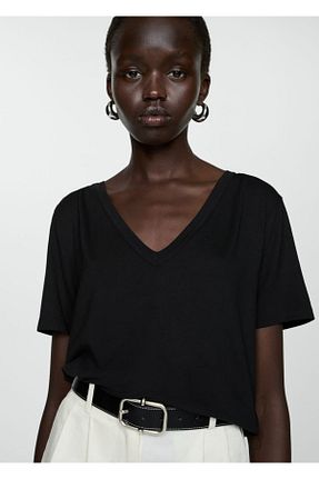 تیشرت مشکی زنانه رگولار MANGO - کد 831980486