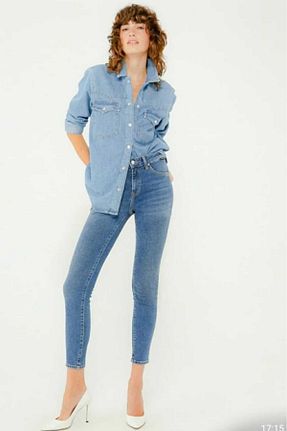 شلوار جین آبی زنانه پاچه تنگ Lixera - کد 362567920
