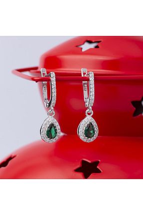 گوشواره نقره سبز زنانه 925 عیار NAGISS - کد 780027512