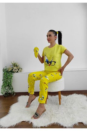 ست لباس راحتی زرد زنانه چاپی 6 butik altı üstü butik - کد 864338353