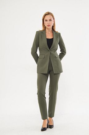 کت و شلوار خاکی زنانه یقه کتی LOVELF - کد 864653810