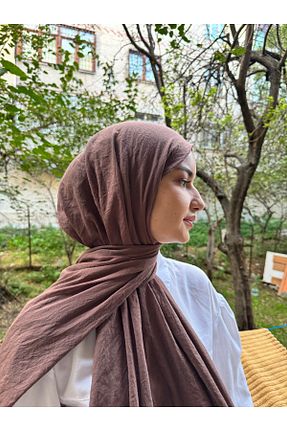 شال قهوه ای زنانه پنبه ای shalby - کد 864336259