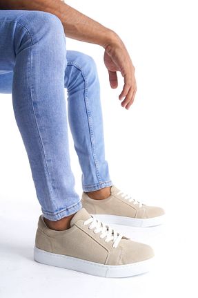 کفش اسنیکر بژ مردانه بند دار rabellashoes - کد 864345784