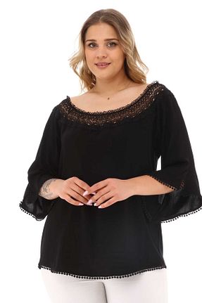 بلوز سایز بزرگ مشکی زنانه سایز بزرگ Zer Otantik - کد 303018991