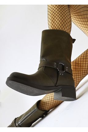 بوت / نیم بوت خاکی زنانه چرم مصنوعی Limoya - کد 864378805