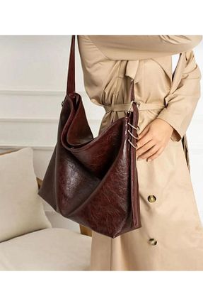 کیف دوشی زرشکی زنانه چرم مصنوعی moschic - کد 864414705