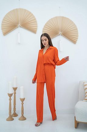 ست بالاتنه و پائین تنه نارنجی زنانه بافتنی Elbee Fashion Woman - کد 358289111