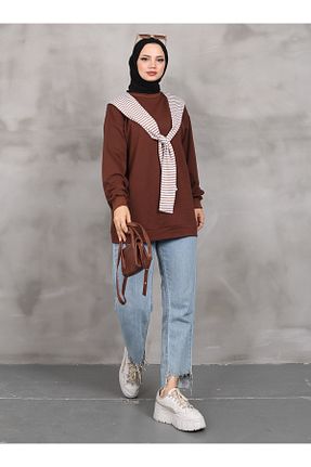 سوئیشرت حجاب قهوه ای زنانه پلی استر VAV - کد 864444190