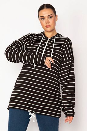 سوئیشرت سایز بزرگ مشکی زنانه سایز بزرگ Şans - کد 714812843