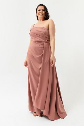 لباس مجلسی سایز بزرگ صورتی زنانه Straplez Lafaba - کد 642508209
