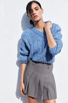 پلیور آبی زنانه Saç Örgü H&M - کد 864707783