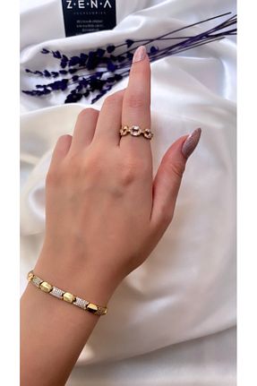 انگشتر استیل (فولاد) طلائی زنانه استیل (فولاد) ZENA ACCESSORİES - کد 856400323