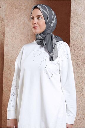 روسری طوسی پلی استر Alvina - کد 864623832