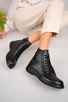 بوت / نیم بوت مشکی زنانه چرم خالص fastfoot - کد 377248239