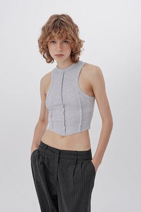 بادی طوسی زنانه یقه هالتر VATKALI - کد 859169342