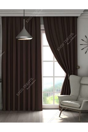 پرده زمینه قهوه ای پلی استر Pierre Cardin - کد 870327271
