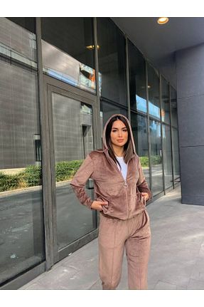 ست بالاتنه و پائین تنه قهوه ای زنانه بافتنی Sindimoda - کد 864699213
