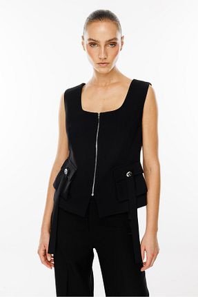 جلیقه مشکی زنانه رگولار Moda İlgi - کد 864740821