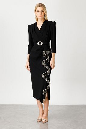 لباس مشکی زنانه بافتنی Moda İlgi - کد 848462576