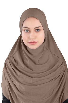 روسری قهوه ای پلی استر Ecardin - کد 864752551