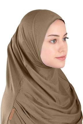 روسری قهوه ای پلی استر Ecardin - کد 864752690
