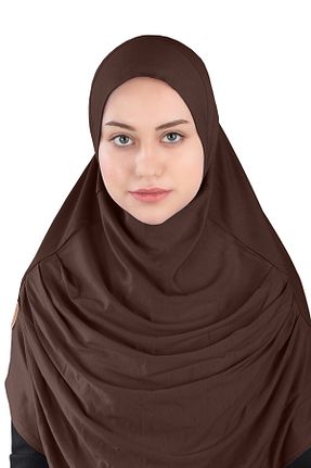 روسری قهوه ای پلی استر Ecardin - کد 864752361