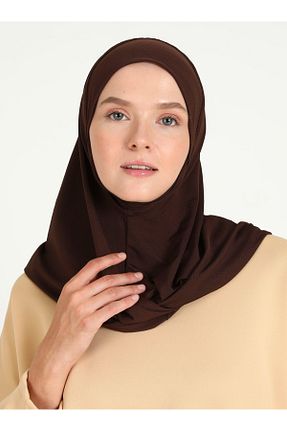 روسری قهوه ای پلی استر Ecardin - کد 864752659