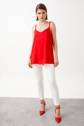 بلوز قرمز زنانه ساده Moda İlgi - کد 466914170