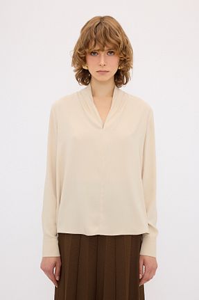 بلوز بژ زنانه ساده adL - کد 859169132