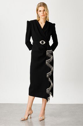 لباس مشکی زنانه بافتنی Moda İlgi - کد 848462576