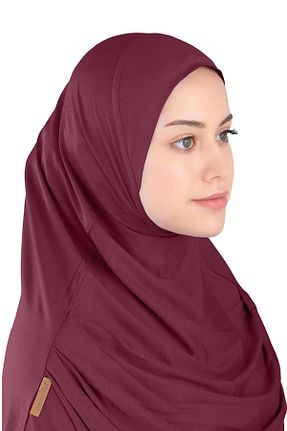 روسری زرشکی پلی استر Ecardin - کد 864752327