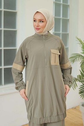 ست بالاتنه و پائین تنه خاکی زنانه بافتنی Armine - کد 864758759