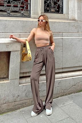 شلوار کرمگن قهوه ای زنانه Relaxed Swist - کد 684081746