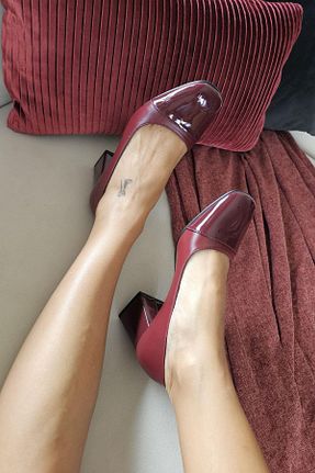 کفش کلاسیک زرشکی زنانه چرم خالص TOPUKLA - کد 864791041