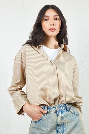 پیراهن بژ زنانه اورسایز EDITION - کد 766098198