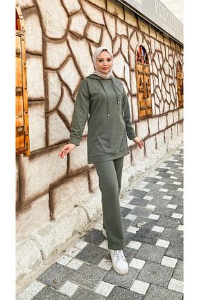 ست بالاتنه و پائین تنه حجاب خاکی زنانه رگولار Bwest - کد 776002253