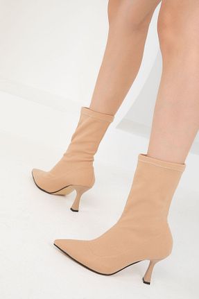 بوت / نیم بوت بژ زنانه چرم مصنوعی SOHO - کد 861391750