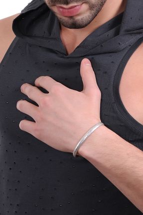 دستبند جواهر مردانه روکش نقره LABALABA - کد 90436485