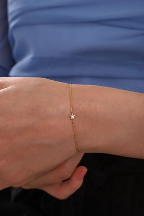دستبند نقره طلائی زنانه کد 131843436