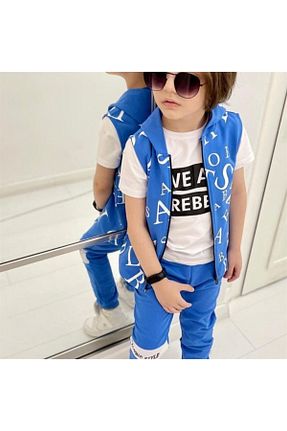 ست بالاتنه و پائین تنه آبی بچه گانه بافتنی Genel Markalar - کد 132290639