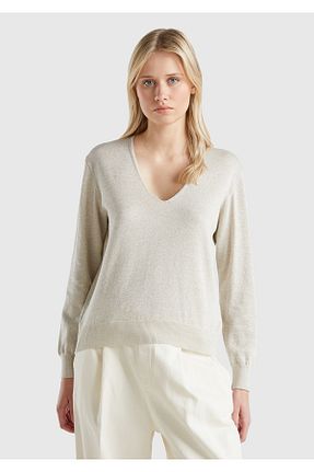 پلیور طوسی زنانه ساده United Colors of Benetton - کد 863511677