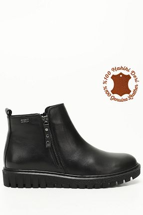 بوت / نیم بوت مشکی زنانه چرم خالص GÖNDERİ(R) - کد 816667530