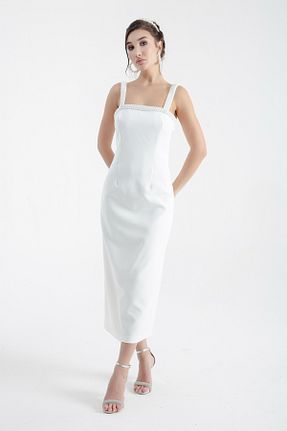 لباس مجلسی و فارغ التحصیلی سفید زنانه کرپ Lafaba - کد 795222271